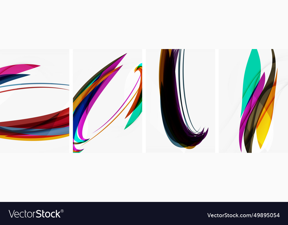 Colorful wave lines poster set for wallpaper Vector Image