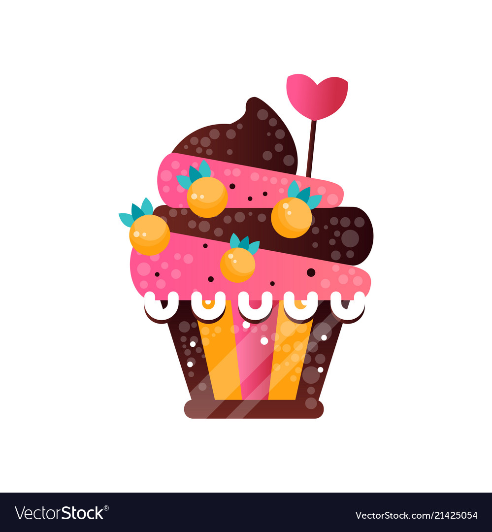 Delicious creamy cupcake sweet pastry decorated Vector Image