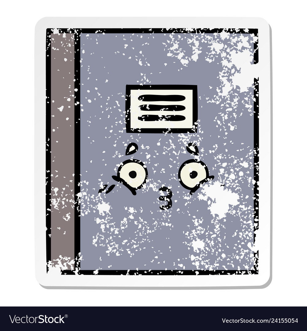 Distressed sticker of a cute cartoon notebook