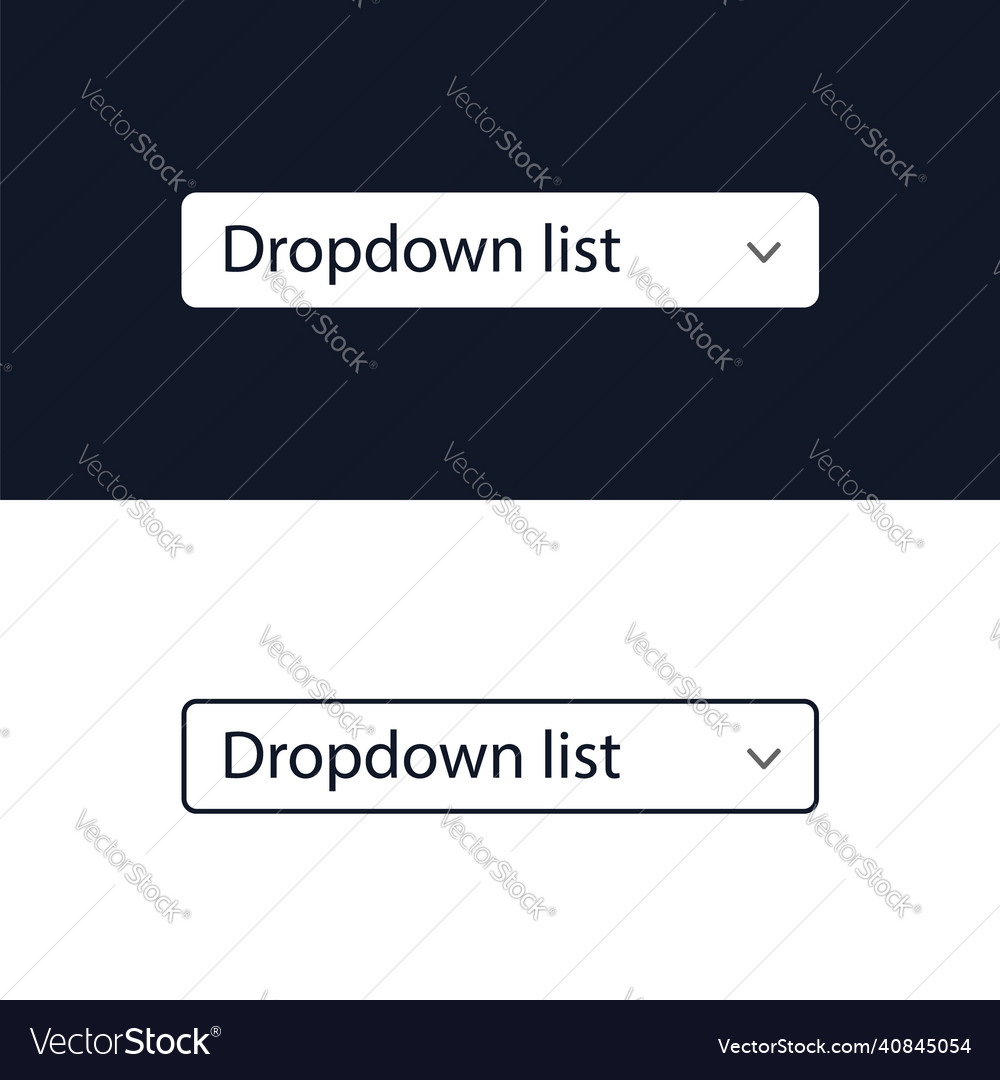 Drop-down list with menu items for the website vector image Drop-down list with menu items for the website