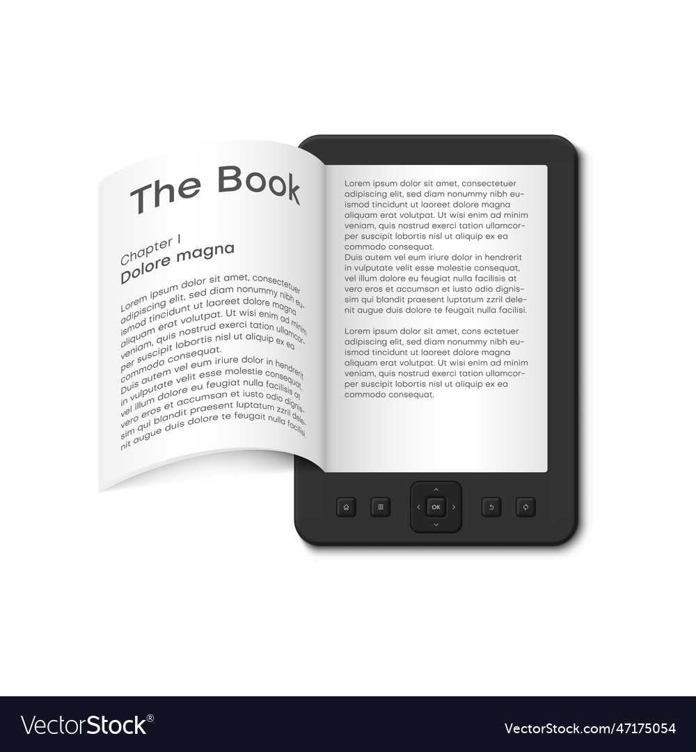 E book device with open paper page electronic Vector Image