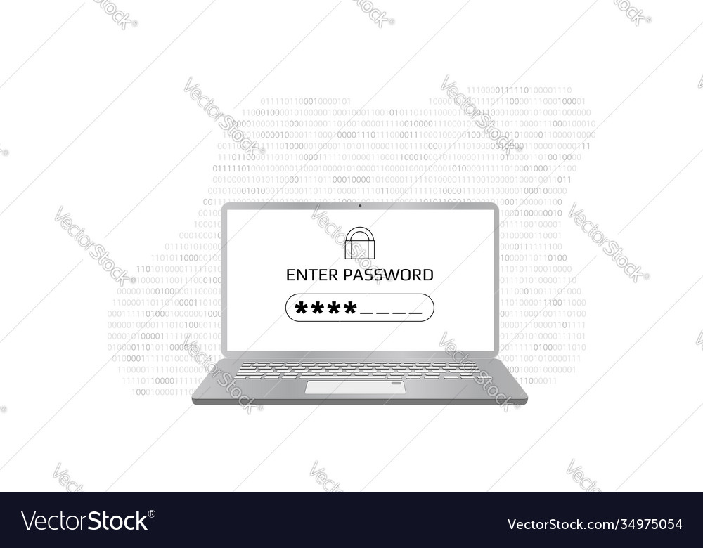 Enter password concept screen with a box vector image Enter password concept screen with a box