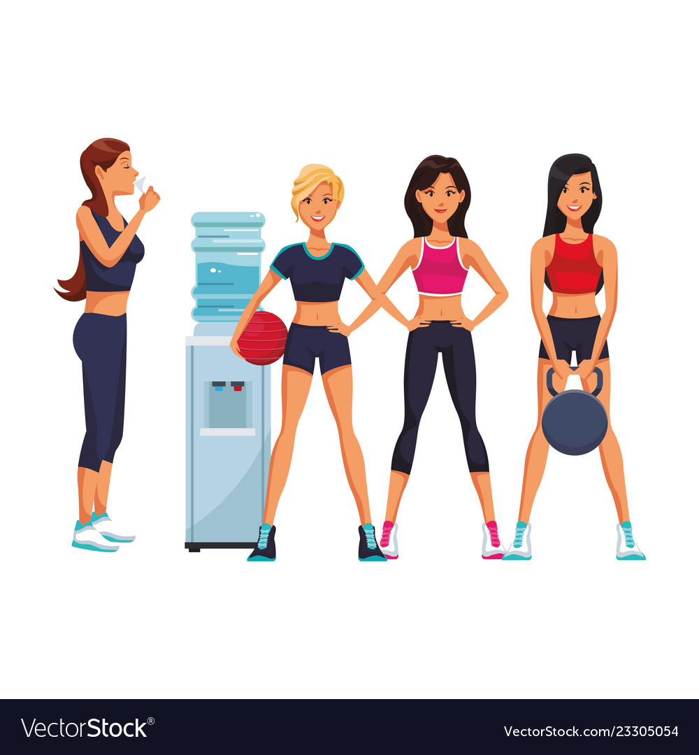 Fitness people cartoon Royalty Free Vector Image