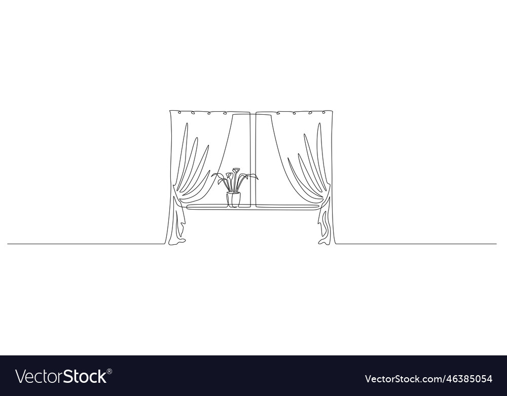 One continuous line drawing of window vector image One continuous line drawing of window