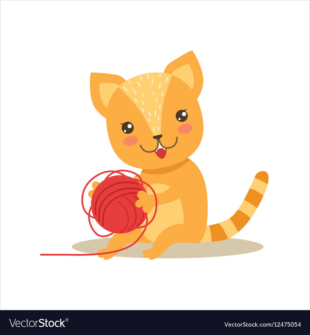 Картинка котенок играет с клубком для детей
