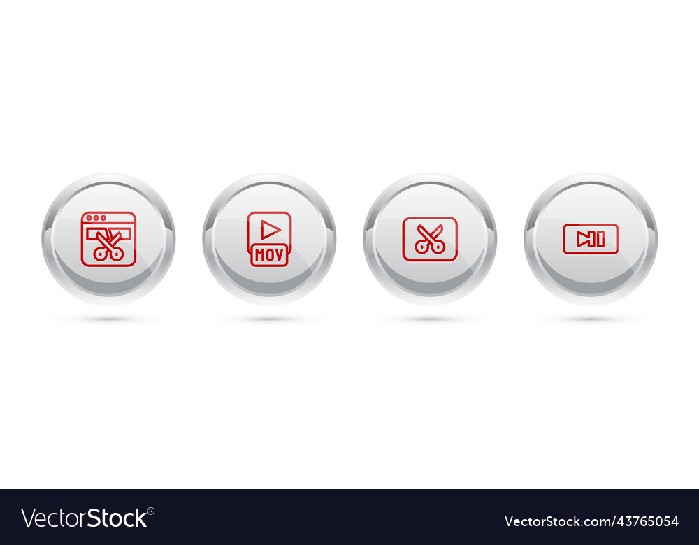 Set line video recorder or editor mov file music vector image Set line video recorder or editor mov file music