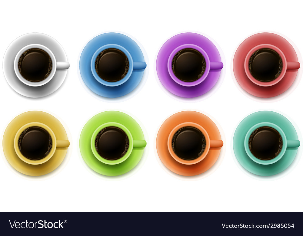 Topview of the cups with coffee