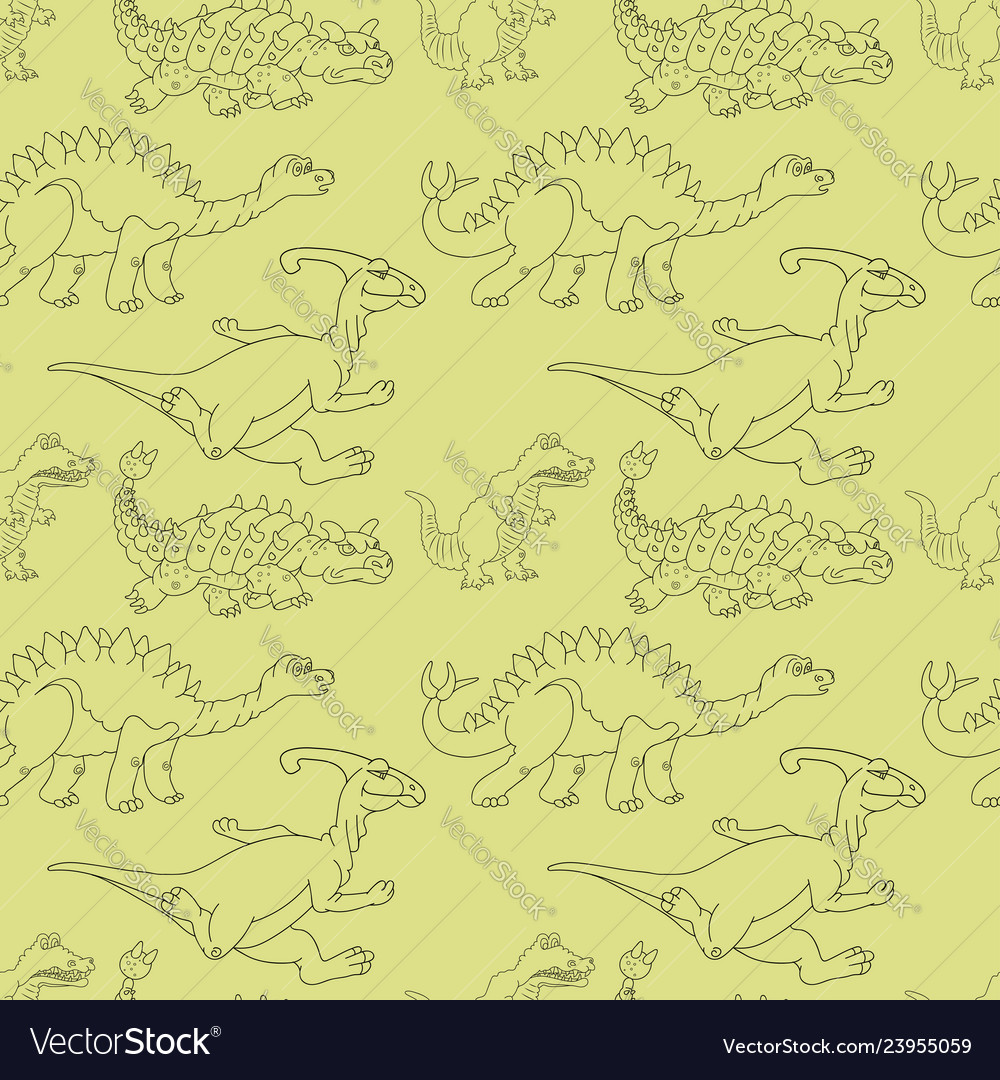 A seamless repeating pattern of dinosaurs vector image A seamless repeating pattern of dinosaurs