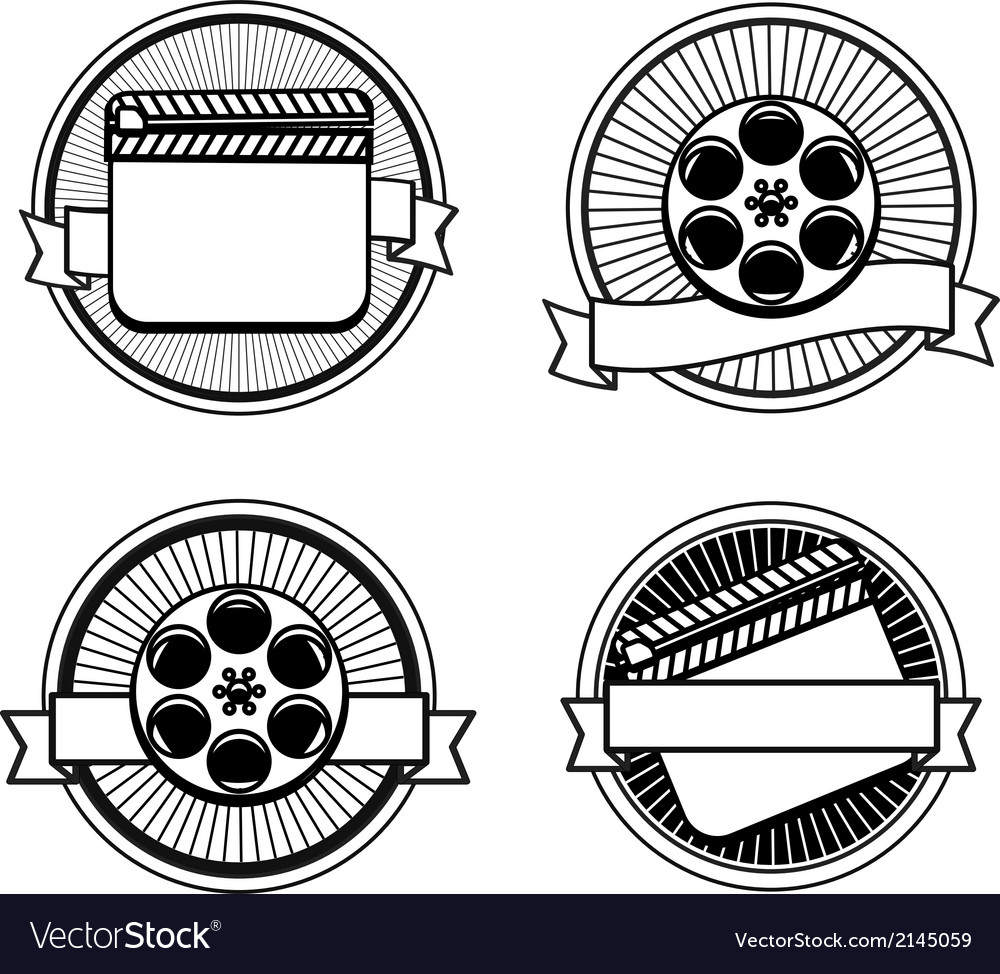 Black and white movie stamps icons