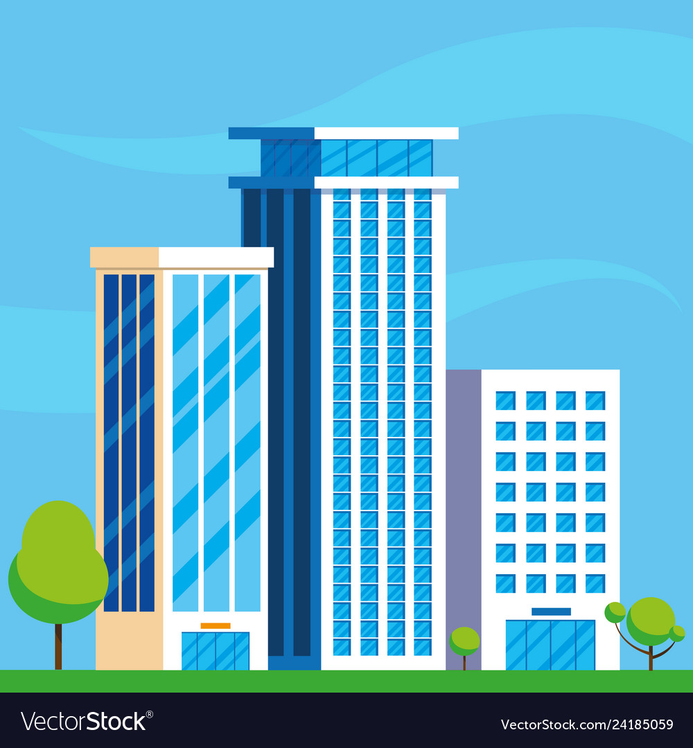 Buildings Construction Cityscape Scene Royalty Free Vector