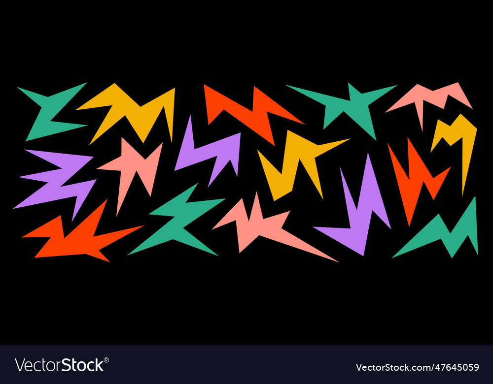 Colorful sharp irregular shapes on dark background vector image Colorful sharp irregular shapes on dark background