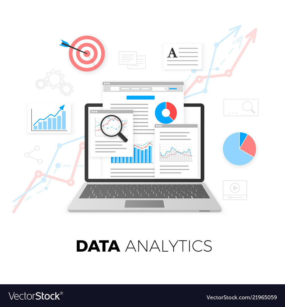 Data analytics concept seo optimization search Vector Image