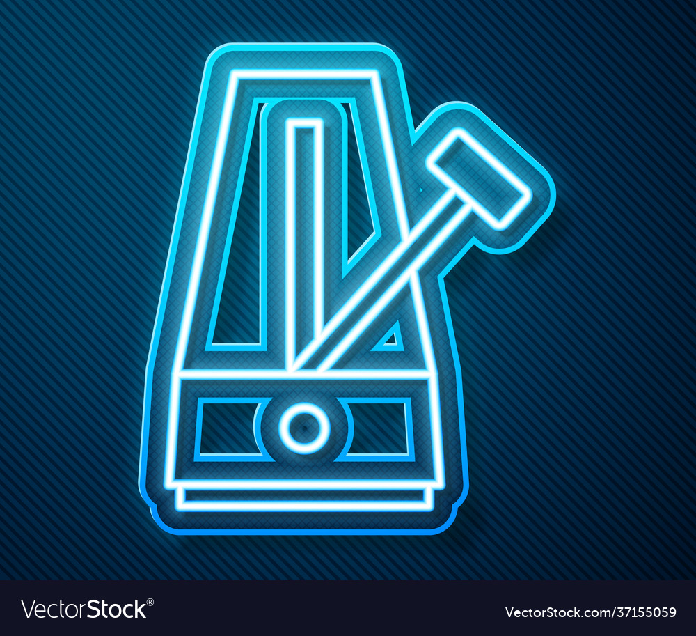 Glowing neon line classic metronome with pendulum