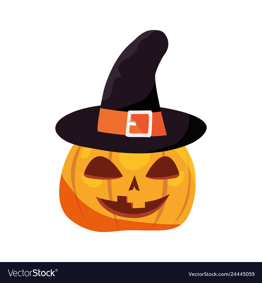 Halloween pumpkin with hat Royalty Free Vector Image