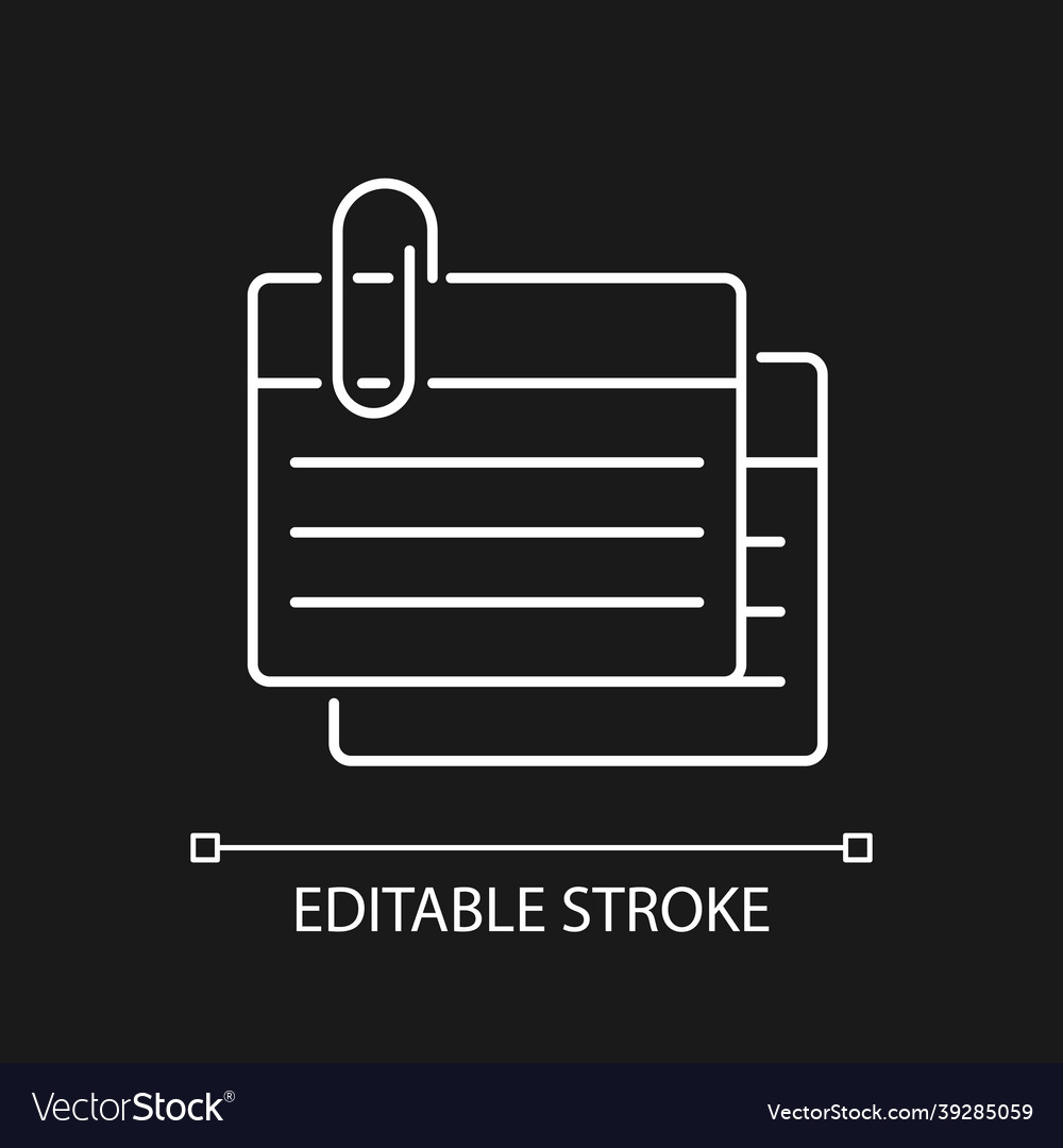 Index card white linear icon for dark theme vector image Index card white linear icon for dark theme