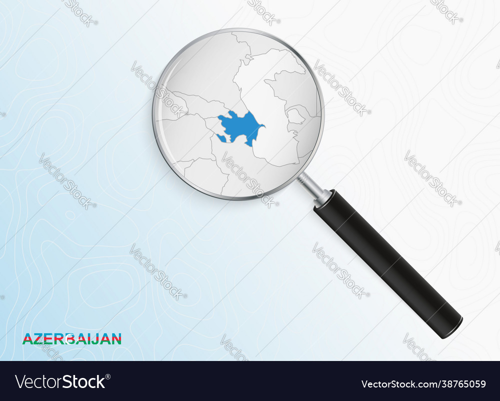 Magnifier with map azerbaijan on abstract