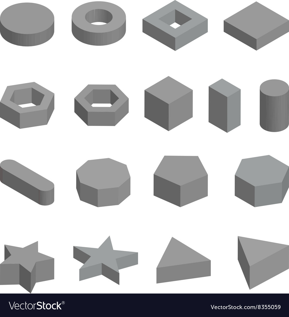 Monochrome set of geometric shapes platonic