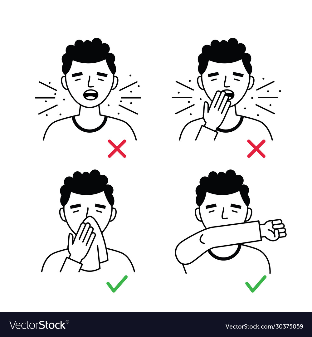 Poster how to coughing right and wrong Royalty Free Vector