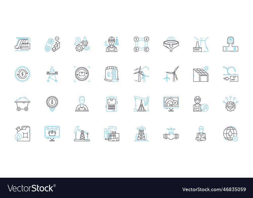 Production linear icons set manufacturing Vector Image