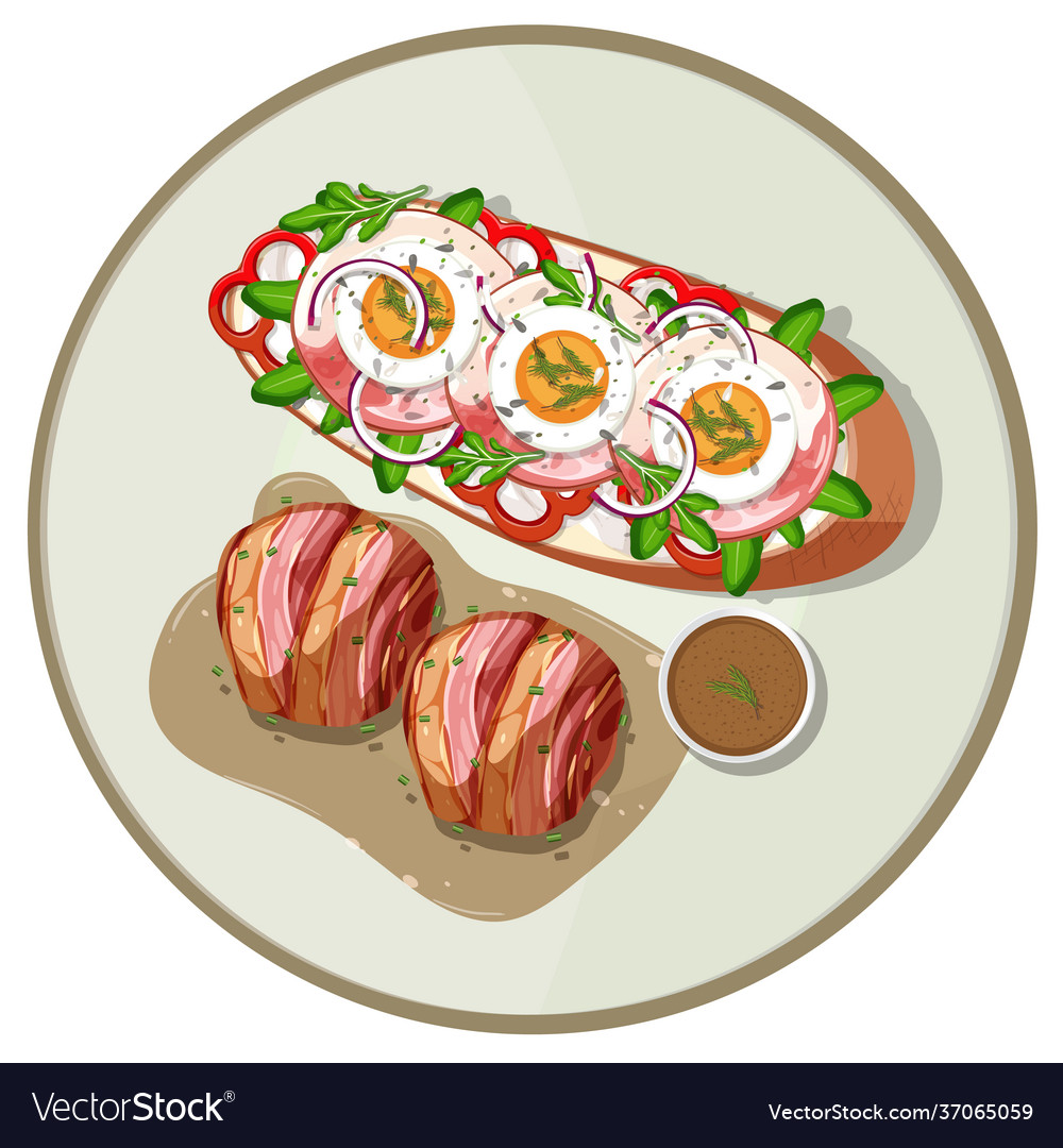 Top view breakfast dish isolated