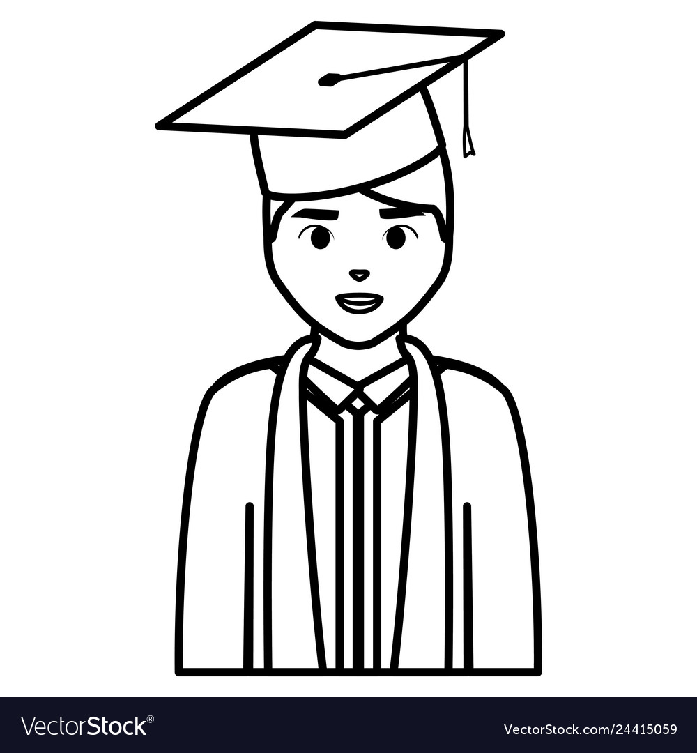 Young student graduated character Royalty Free Vector Image