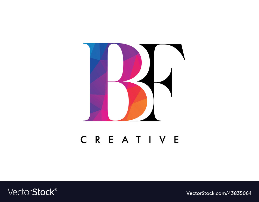 Bf letter design with creative cut and colorful