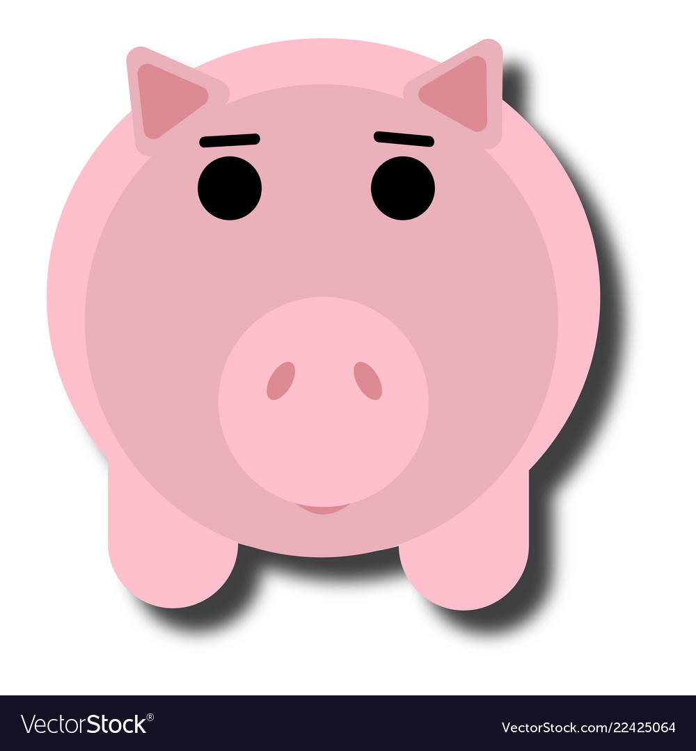 Cute funny pig isolated on white background flat