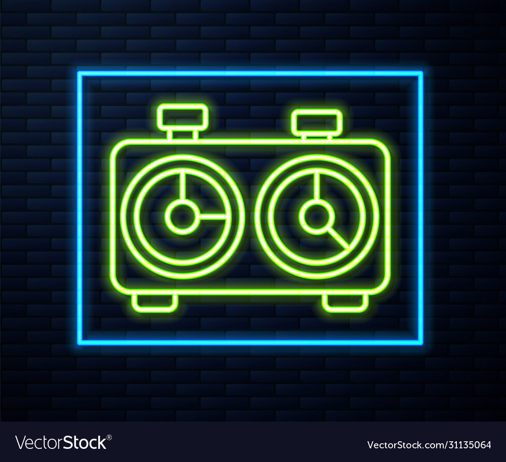 Glowing neon line time chess clock icon isolated