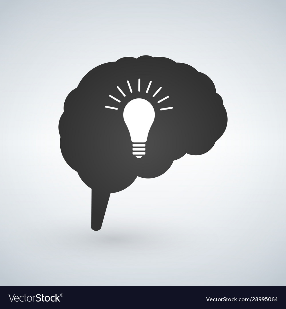 Light bulb idea with brain creative