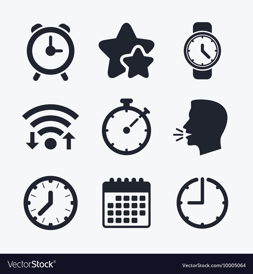Mechanical clock time icons stopwatch timer