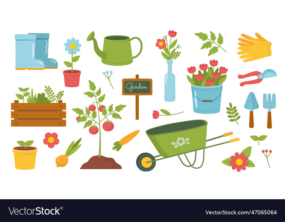 Set of gardening Royalty Free Vector Image - VectorStock