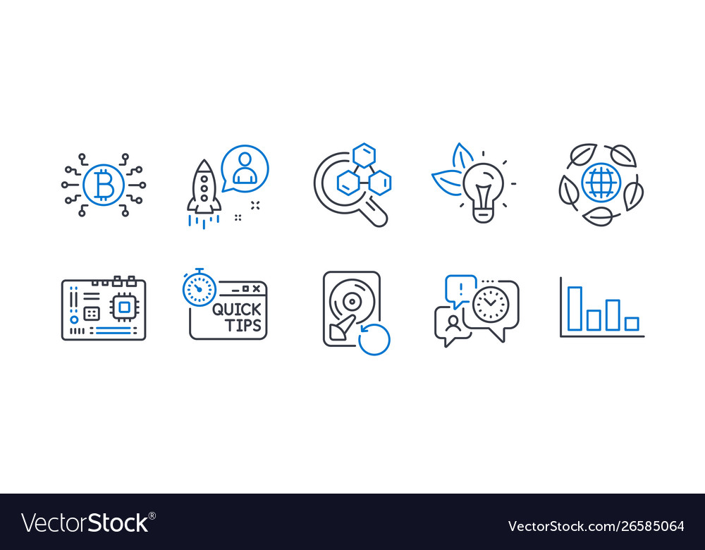Set science icons such as startup bitcoin vector image Set science icons such as startup bitcoin