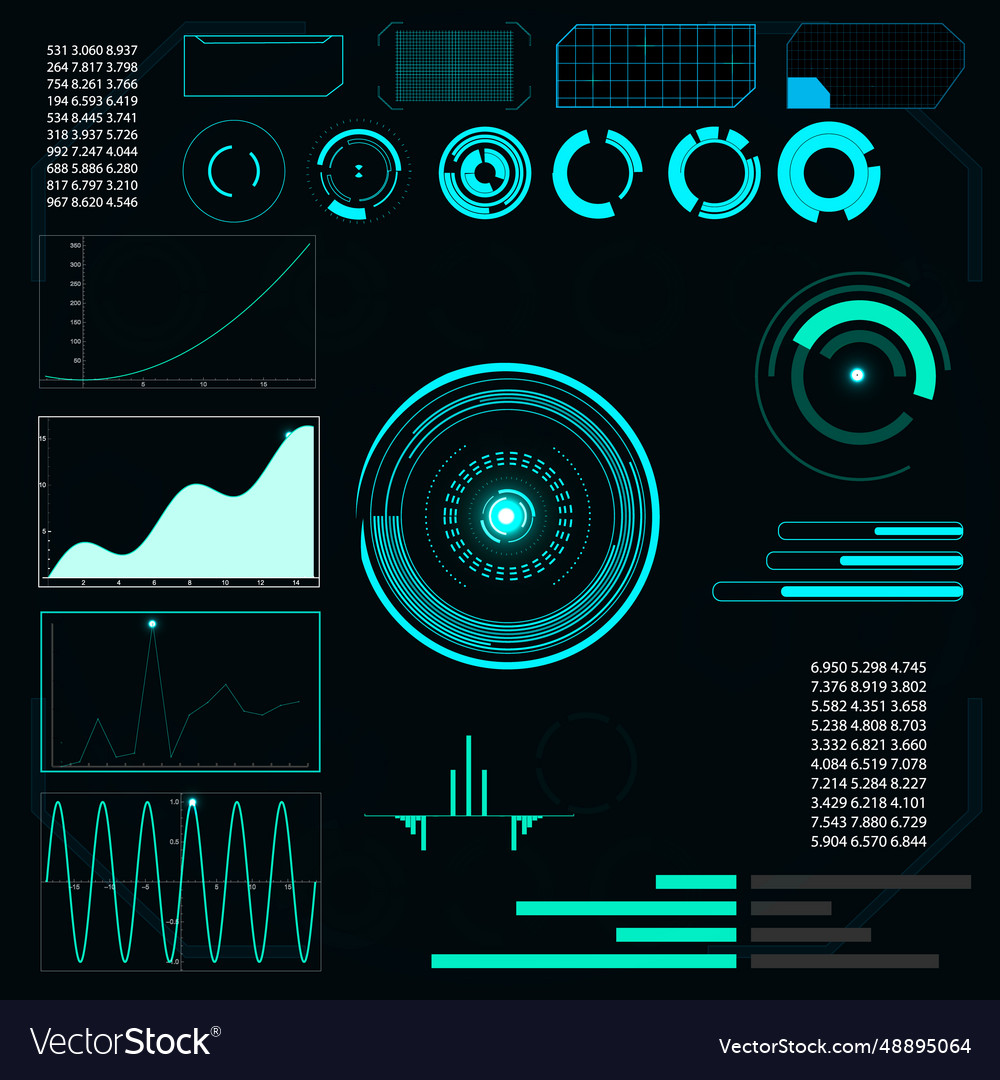 Tech interface rings with ai features Royalty Free Vector