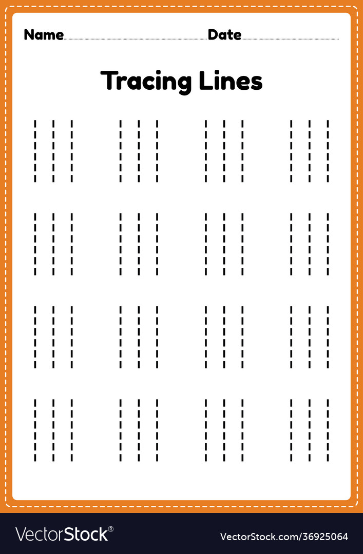 Tracing lines worksheet for kindergarten Vector Image