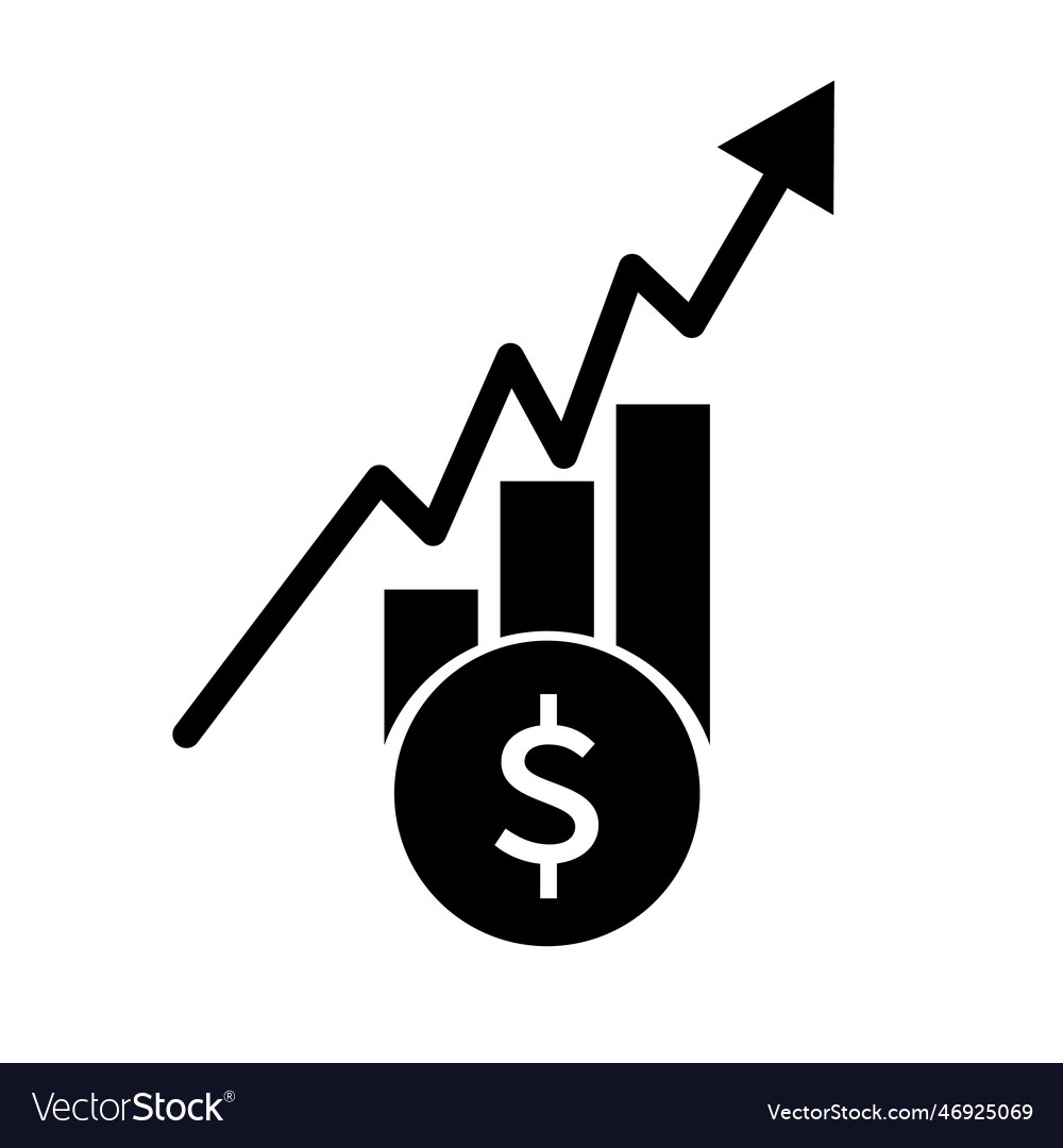 Dollar sign and bar graph silhouette icon Vector Image