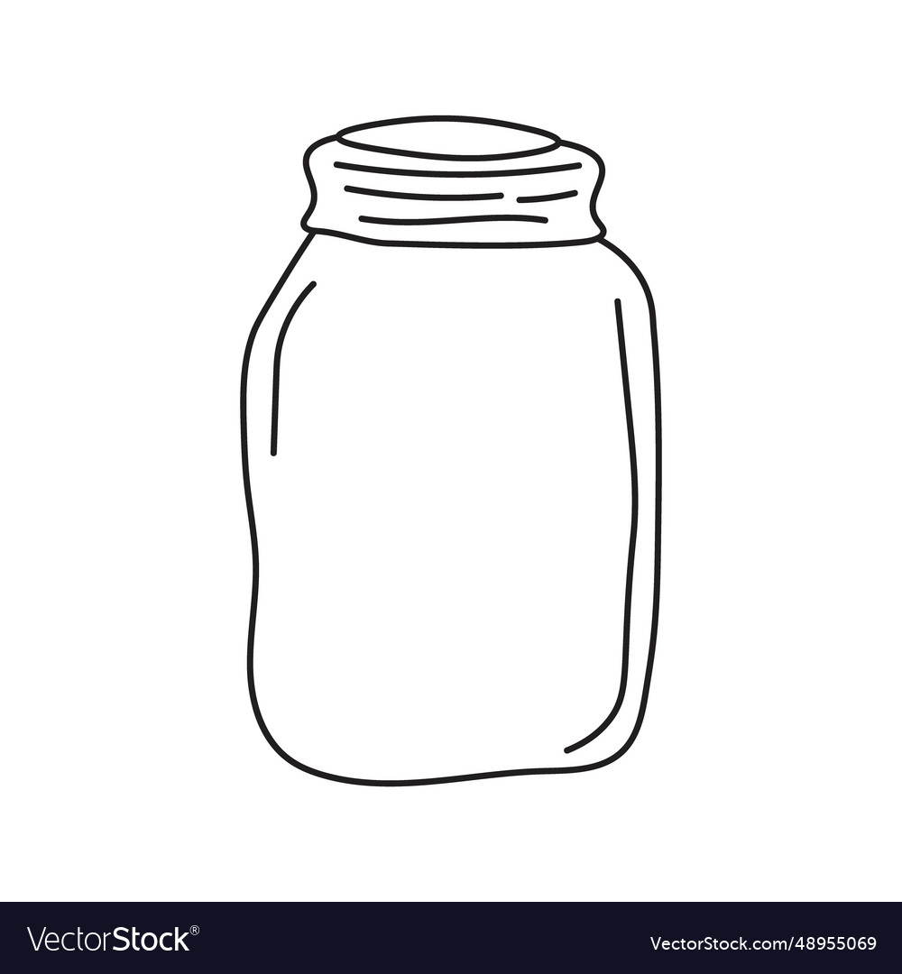 Empty glass jar sketch style Royalty Free Vector Image