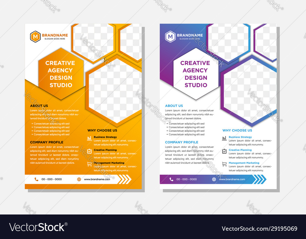 Geometric hexagon flyer with layout