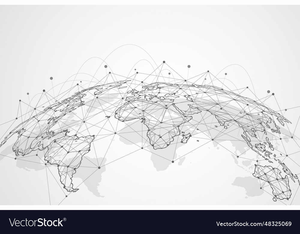Global network connection world map point vector image Global network connection world map point