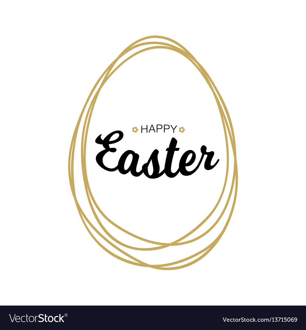 Happy easter lettering with scribble egg Vector Image