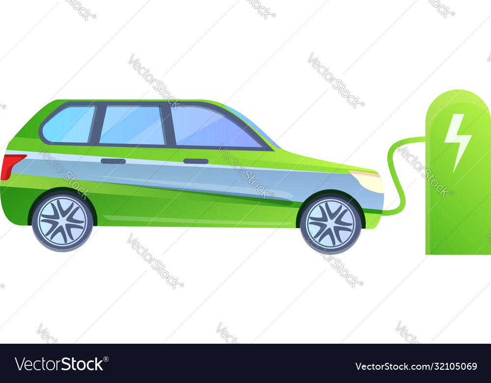 Hybrid car charge station icon cartoon style Vector Image