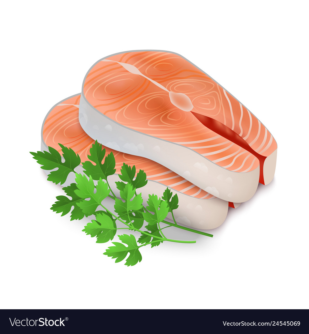 Raw Salmon Steak with Parsley