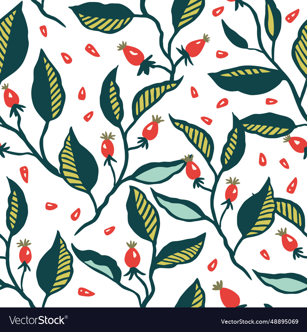 Seamless pattern with dynamic stylizes branches