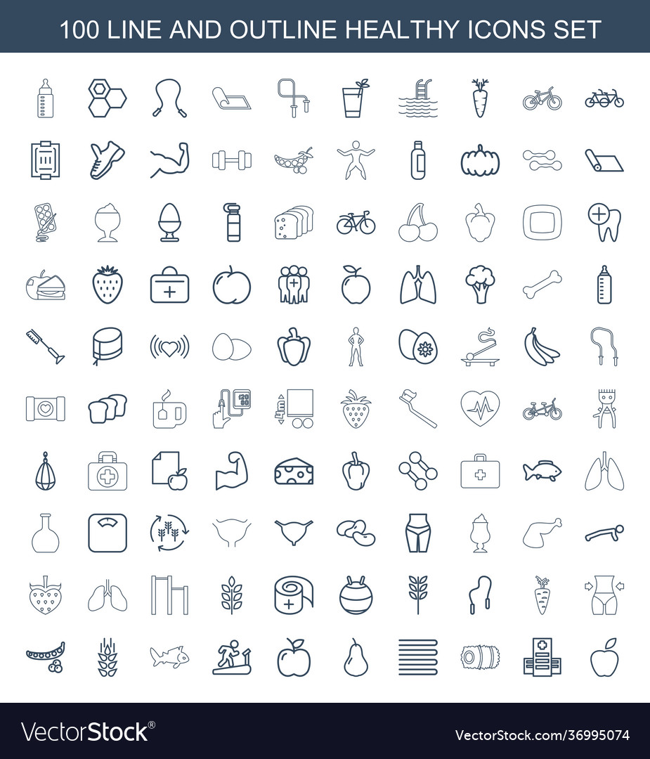 100 healthy icons Royalty Free Vector Image - VectorStock