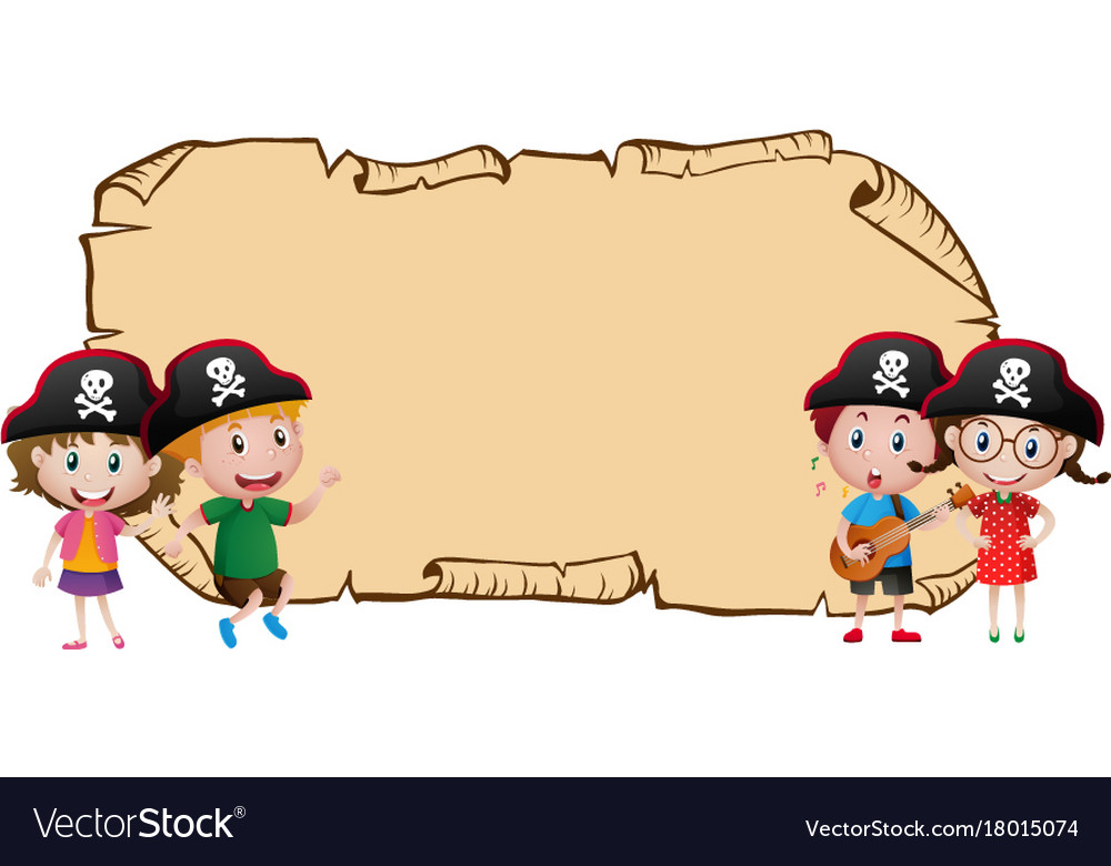 Blank map with four pirates Royalty Free Vector Image