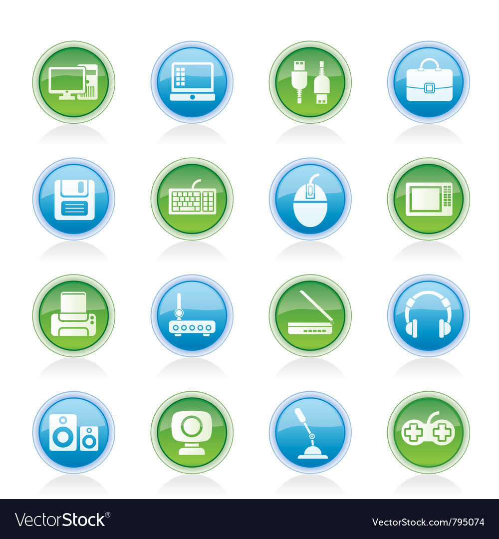 Computer equipment and periphery icons Royalty Free Vector