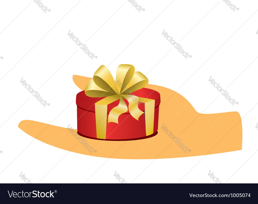 Hand with small red box