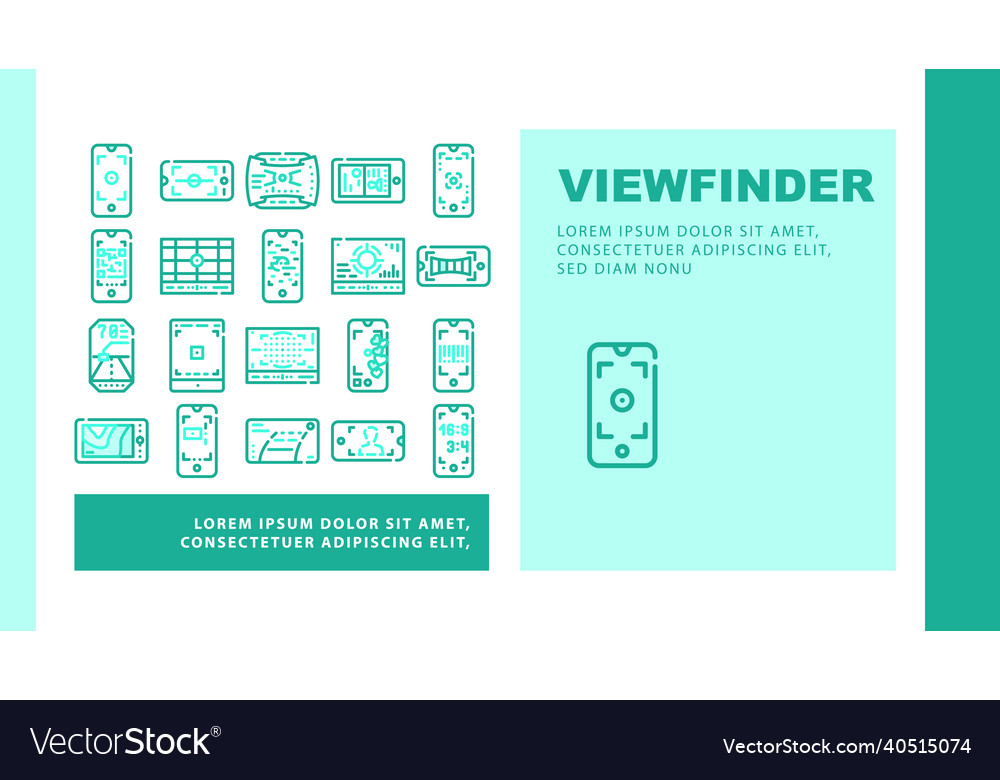 Viewfinder smartphone function landing header vector image Viewfinder smartphone function landing header