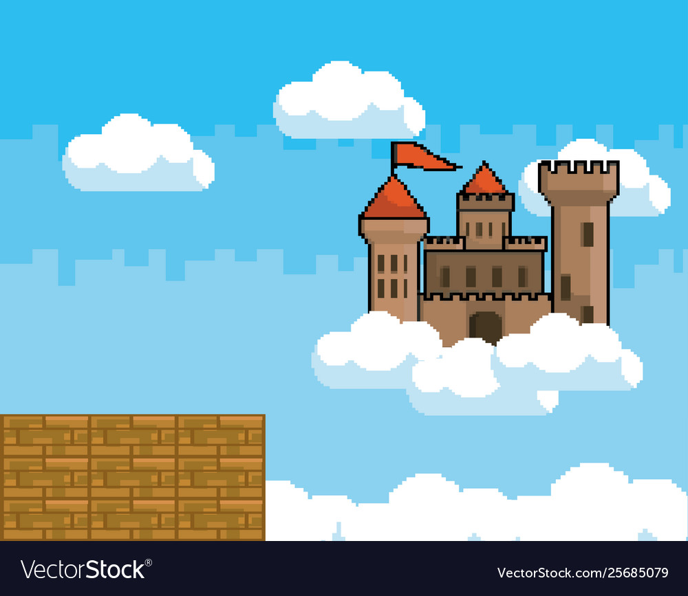 Arcade game world and pixel scene design