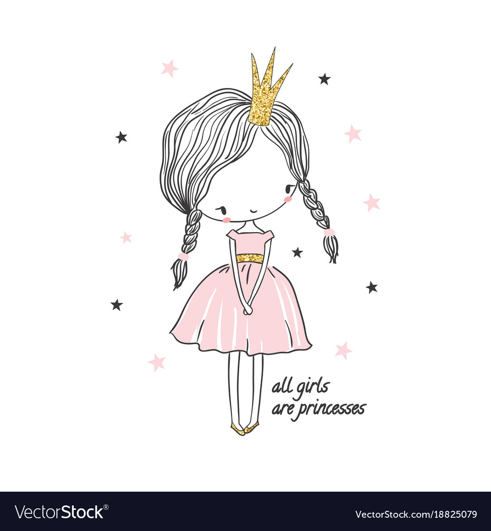 Download Cute little princess girl Royalty Free Vector Image