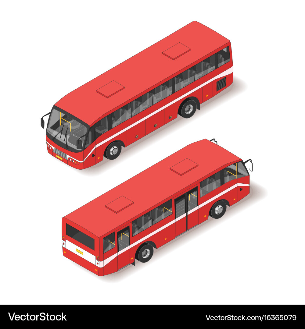 Isometric of red bus Royalty Free Vector Image